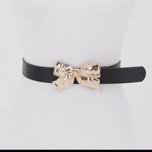 ShopEvelynne Black Belt with Gold Bow